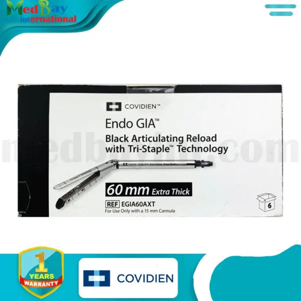 خرطوشة ETHICON/COVIDIEN Endo GIA™ سوداء – Articulating Tri-Staple™ – Extra Thick 60 مم (موديل EGIA60AXT)
