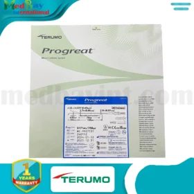 نظام القسطرة الدقيقة Terumo Progreat™ – قطر خارجي 2.7 فرنش (0.90 مم) × طول 130 سم، مستقيم، بطبقة خارجية مائية (Hydrophilic Coating)